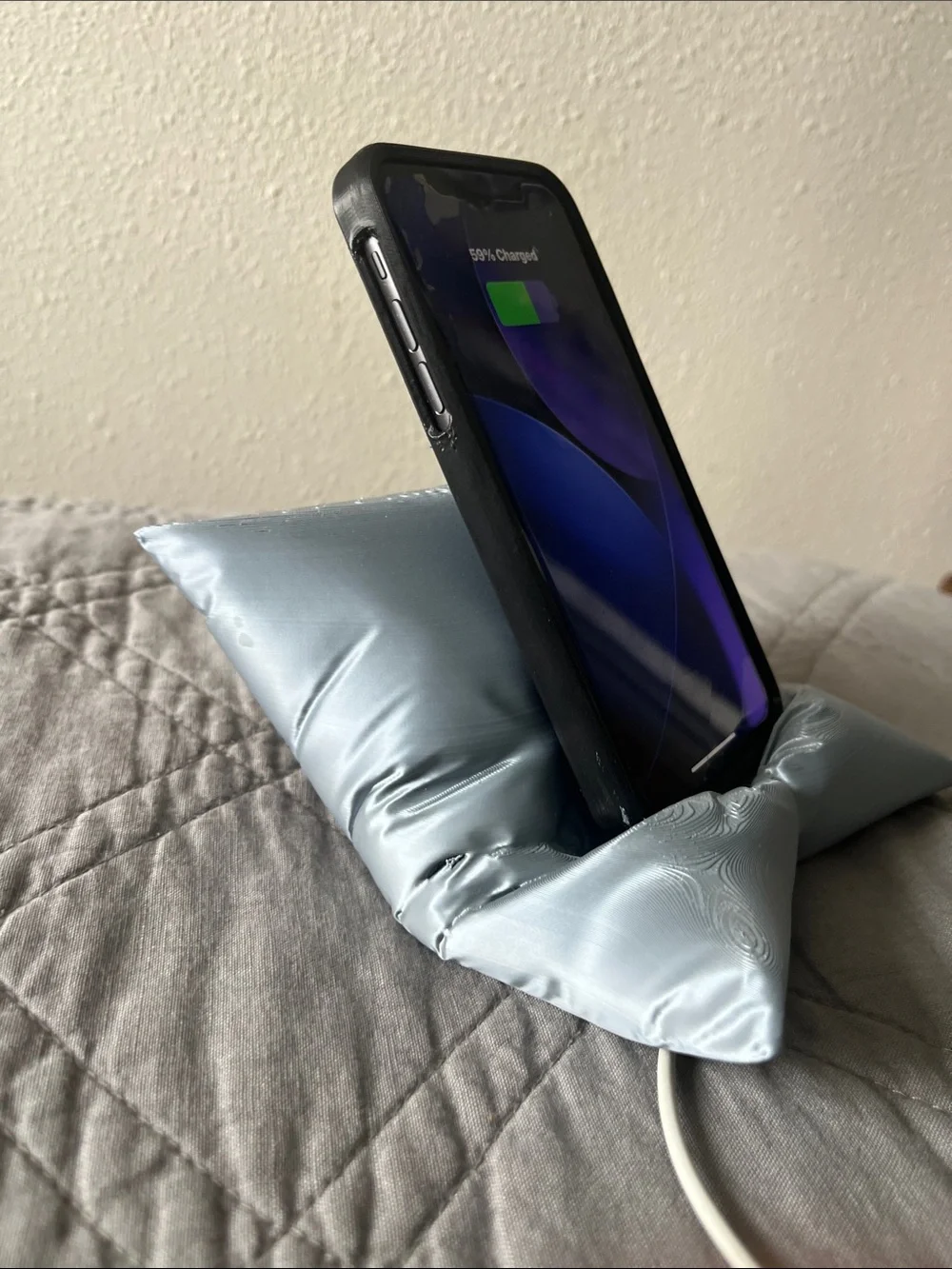 Satin-Look Silver phone Display Pillow